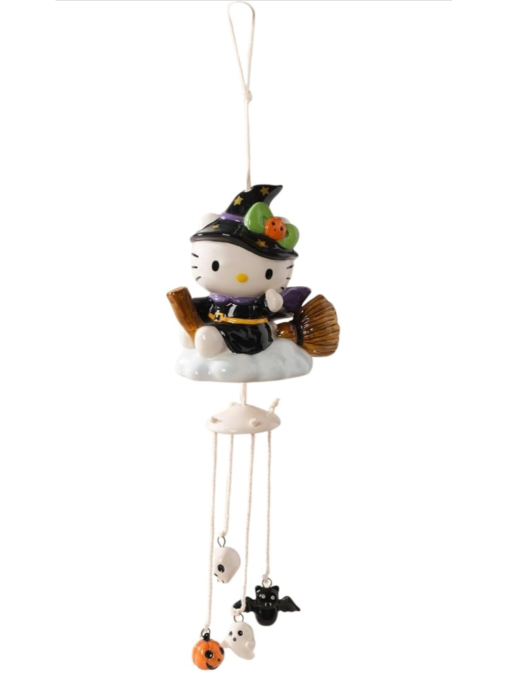Blue Sky Clayworks Hello Kitty Witch Charm Wind Chime, Ceramic